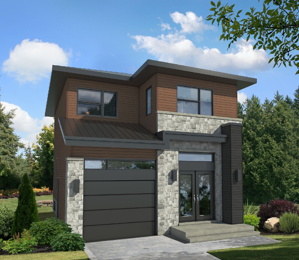 Compact TwoStory Contemporary House Plan 80784PM