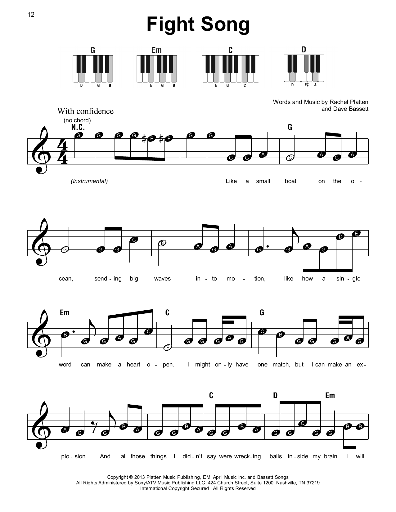 Fight Song Digital Sheet Music