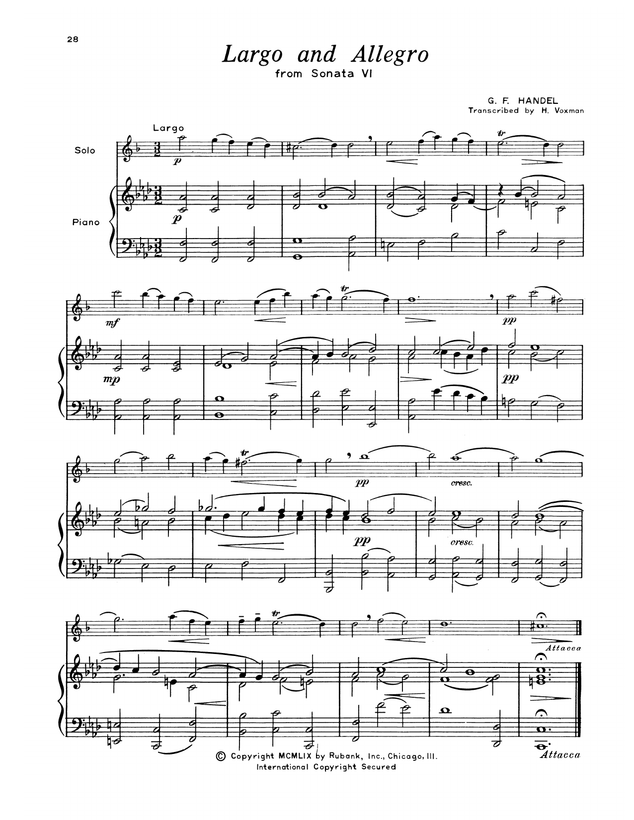 Largo & Allegro Digital Sheet Music