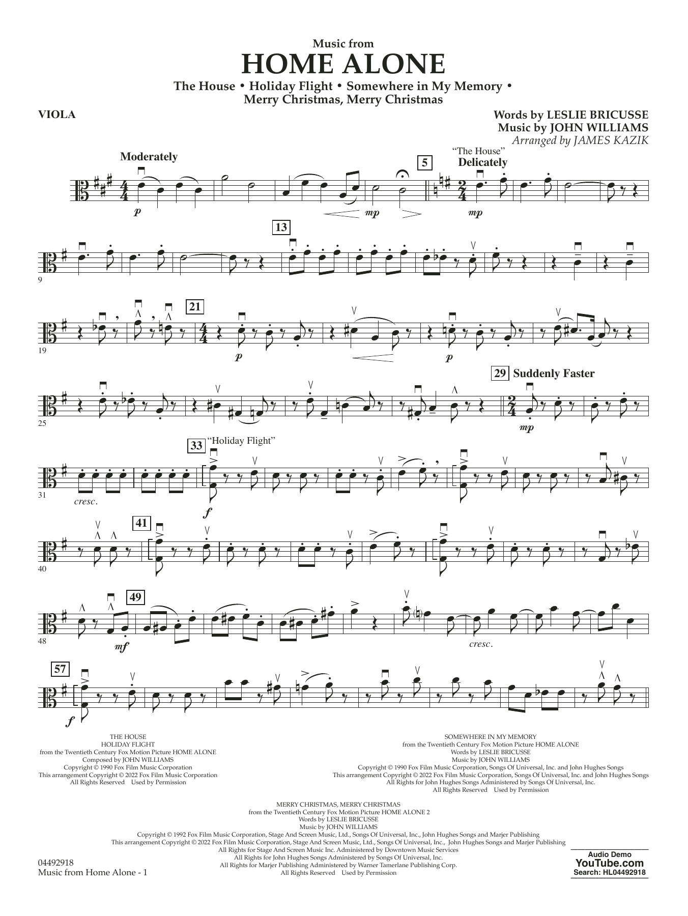 Music from Home Alone - Viola by James Kazik Sheet Music for Orchestra ...