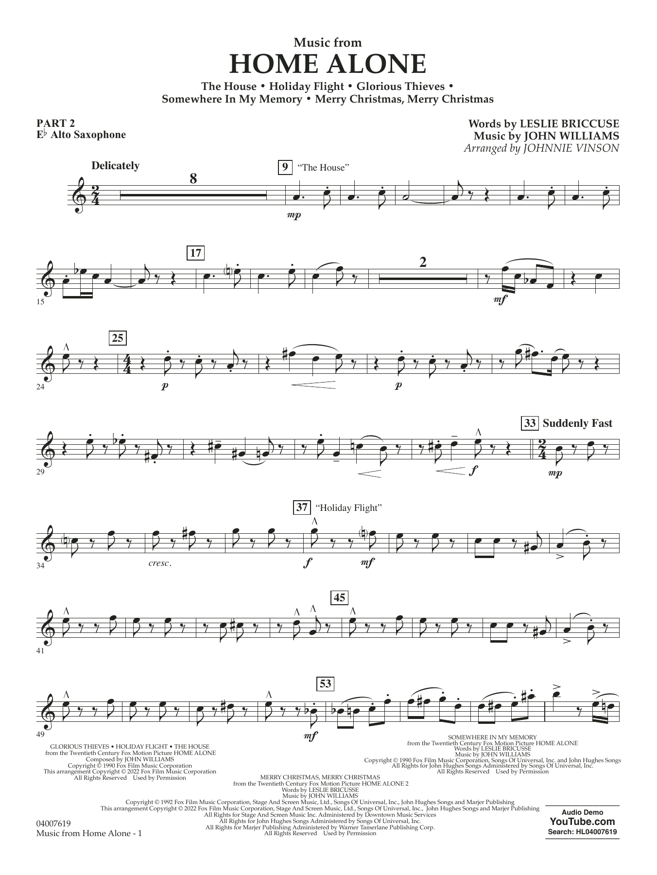 Music from Home Alone - Pt.2 - Eb Alto Saxophone Sheet Music | Johnnie ...