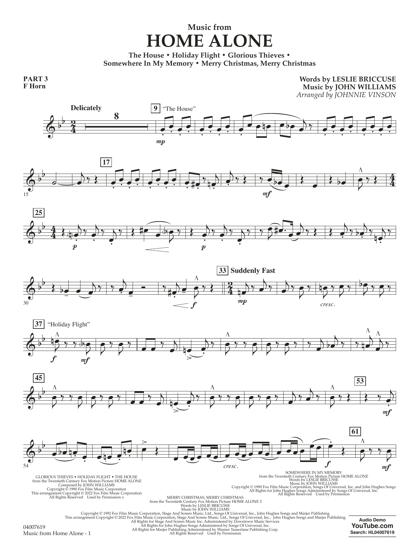 Music from Home Alone - Pt.3 - F Horn by Johnnie Vinson Sheet Music for ...