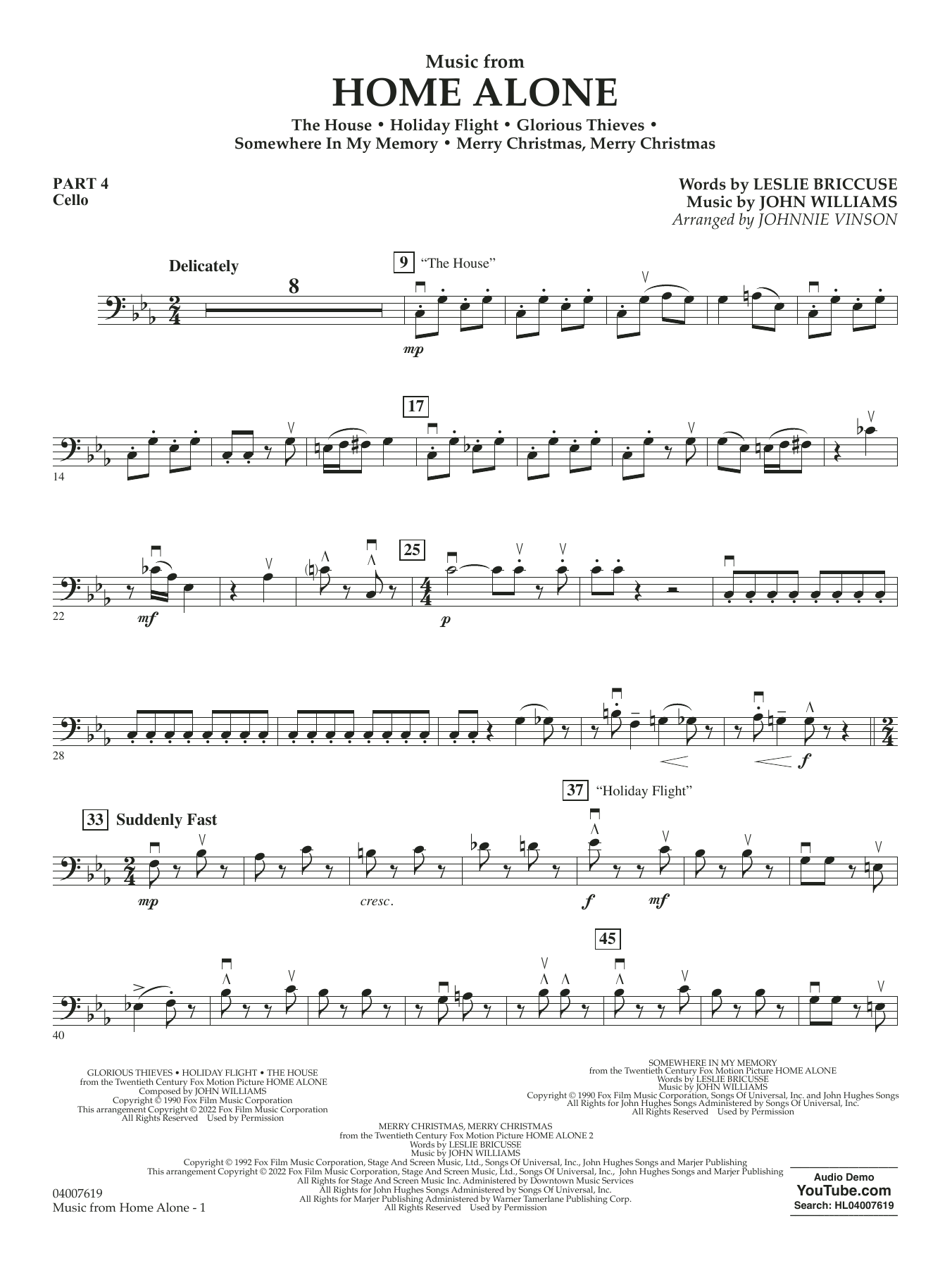 Music from Home Alone - Pt.4 - Cello Sheet Music | Johnnie Vinson ...