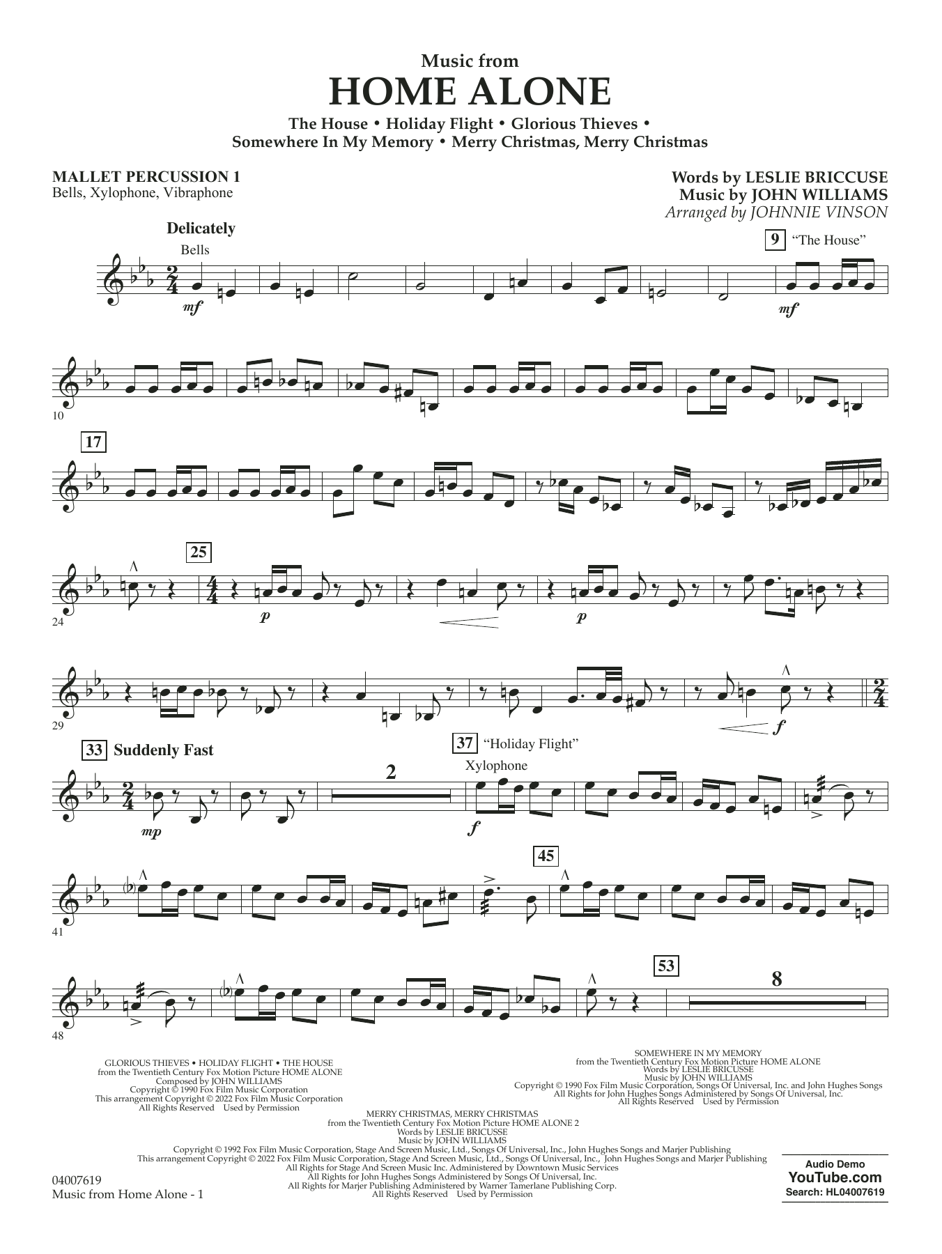 Music from Home Alone - Mallet Percussion 1 Sheet Music | Johnnie ...