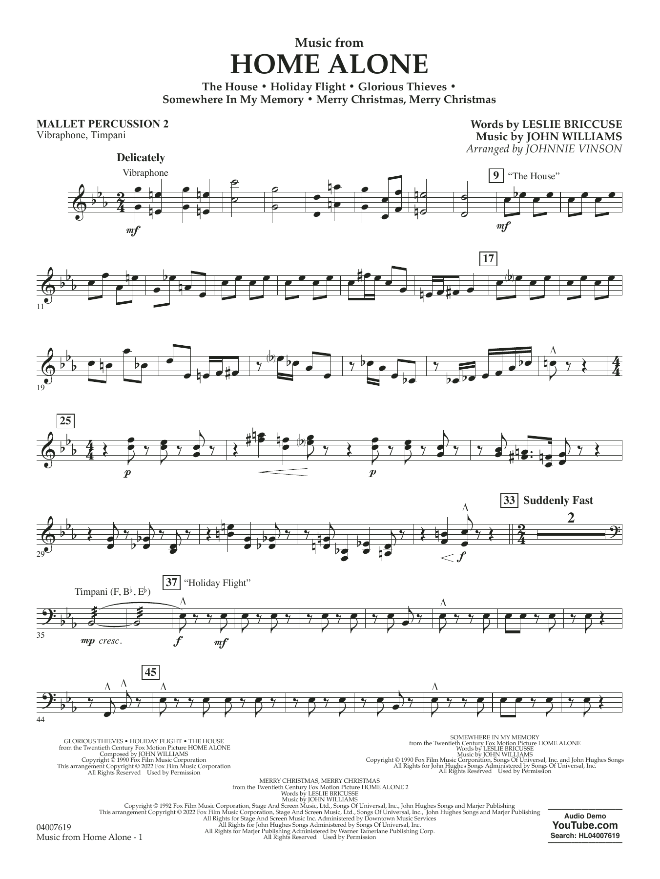 Music from Home Alone - Mallet Percussion 2 Sheet Music | Johnnie ...