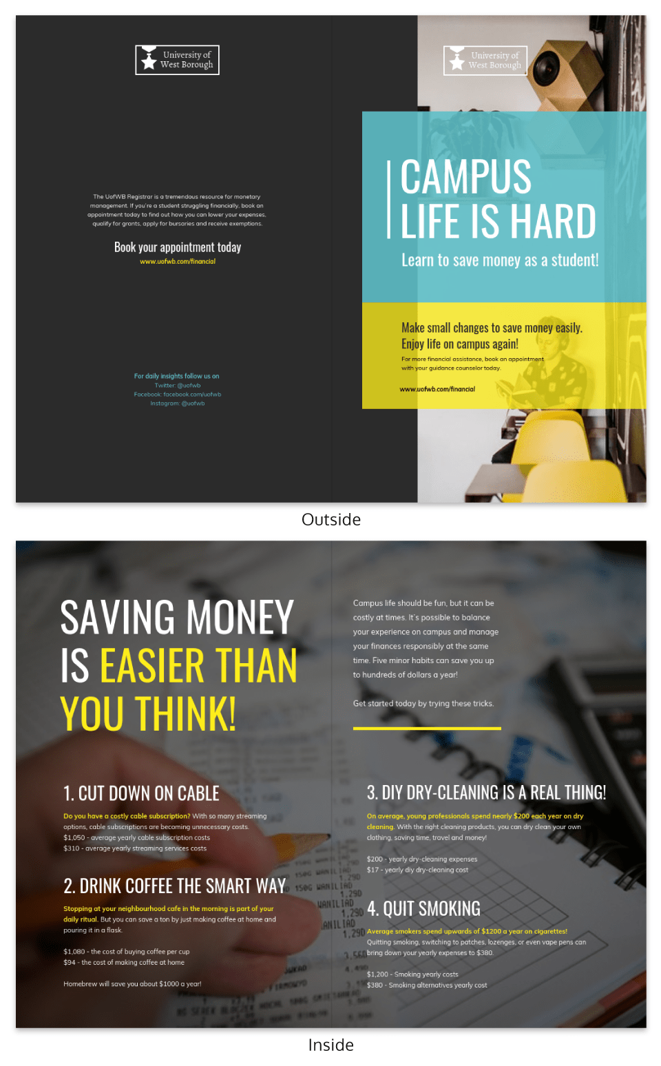 Dark Bold Financial Informational Pamphlet Template