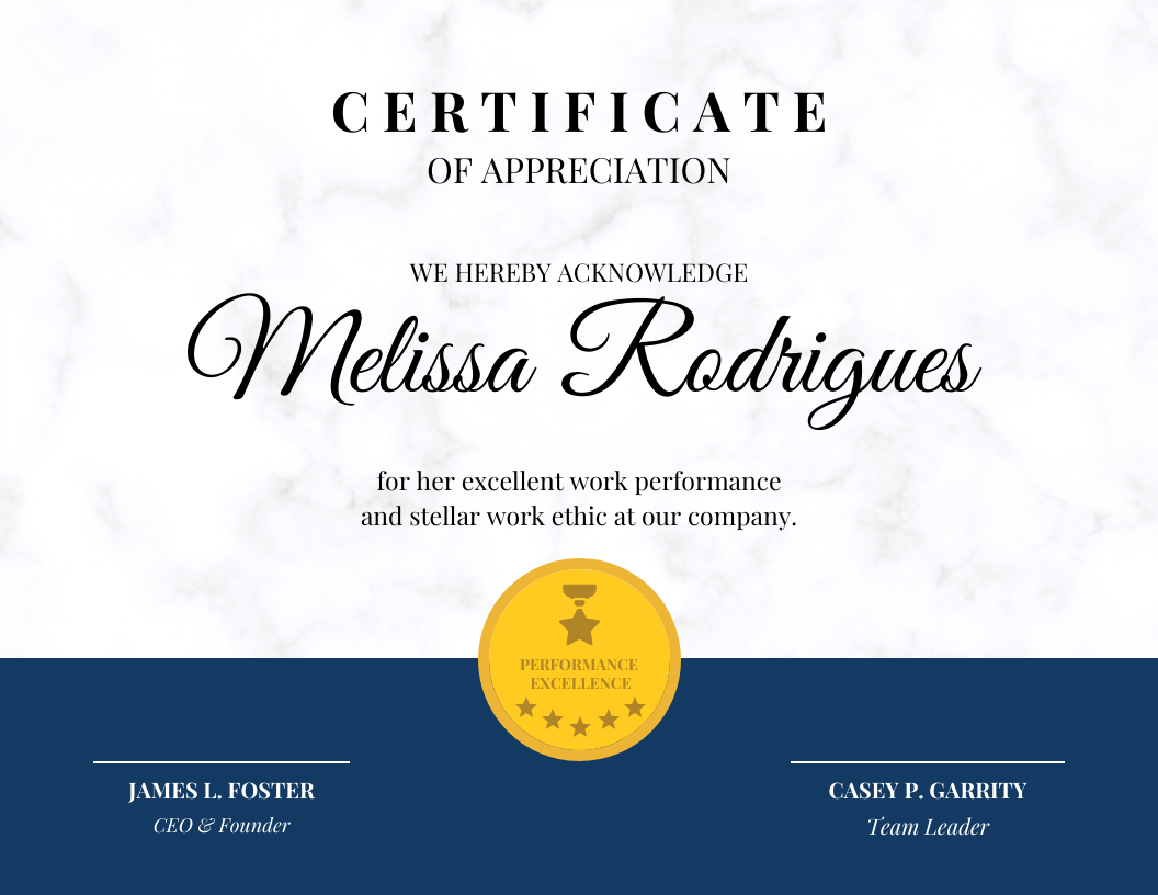 Company Certificate Of Recognition Template