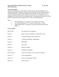 MAT 240 FINITE MATHEMATICS (3 credits )