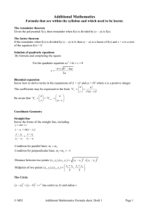 Additional Mathematics