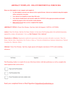 Abstract Template - Saskatchewan Mining Association