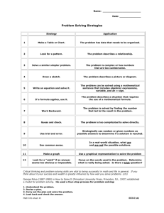 Problem Solving Strategies