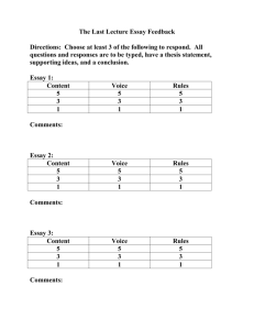 The Last Lecture Essay Feedback