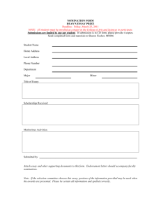 Dean`s Essay Prize Nomination Form 2011