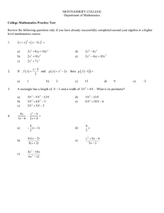 College Level Math Preparation Handout.