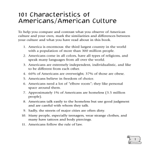 101 Characteristics of Americans/American Culture