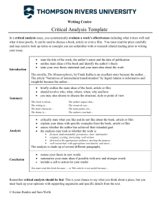 Critical Analysis Template Thomson Rivers University