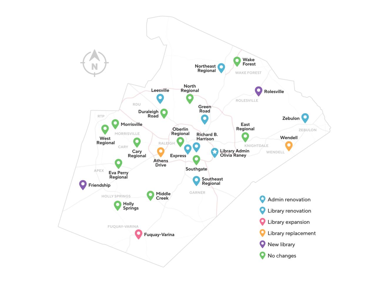 map of current and future library locations