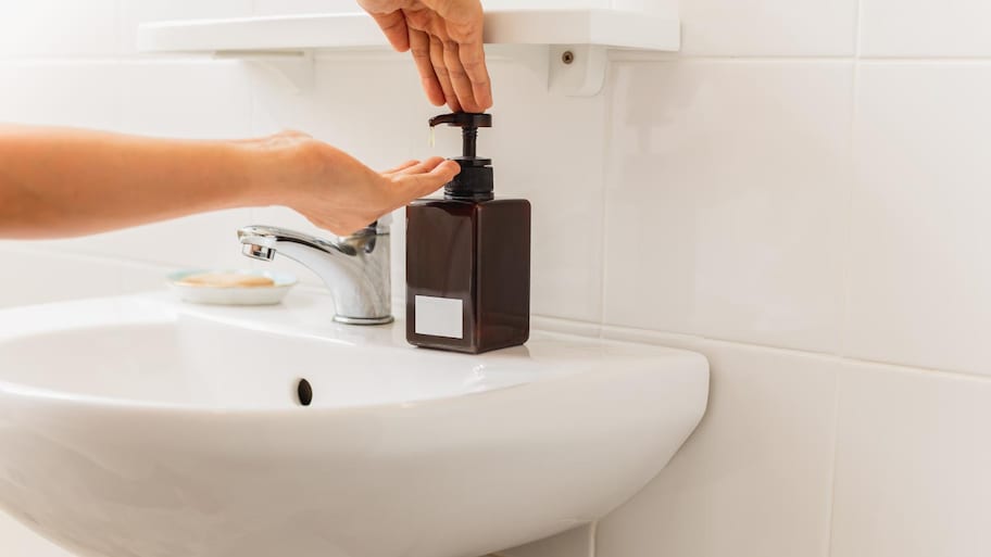 A hand press liquid soap