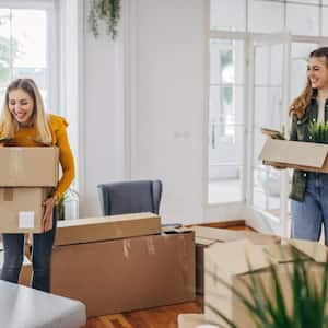 Lesbian couple moving in new home