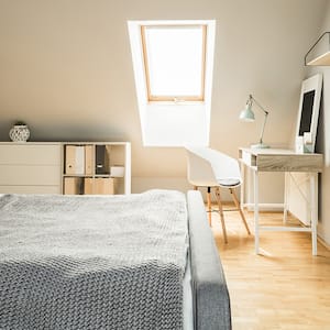 neutral colored bedroom attic