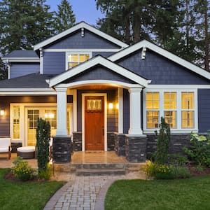 A home exterior in evening