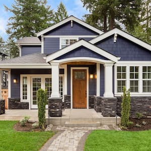 The exterior of a house with a garden