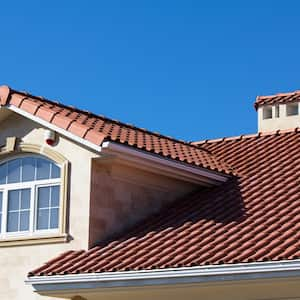 Ceramic tiled roof on house