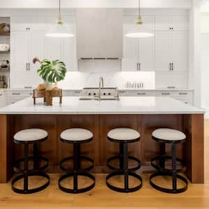 A renovated kitchen with large island