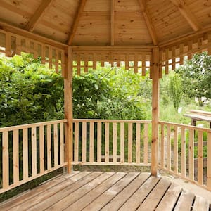 Wooden gazebos yard green