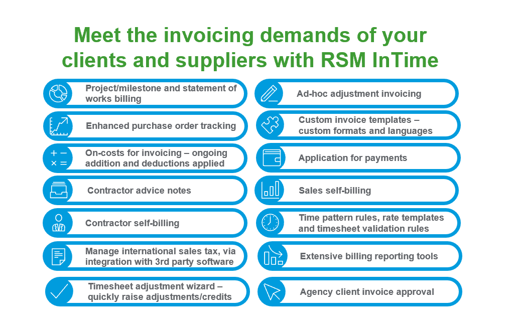 Meet the invoicing demands of your clients and suppliers with RSM InTime