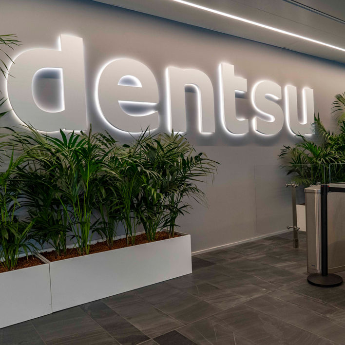 Dentsu office sign