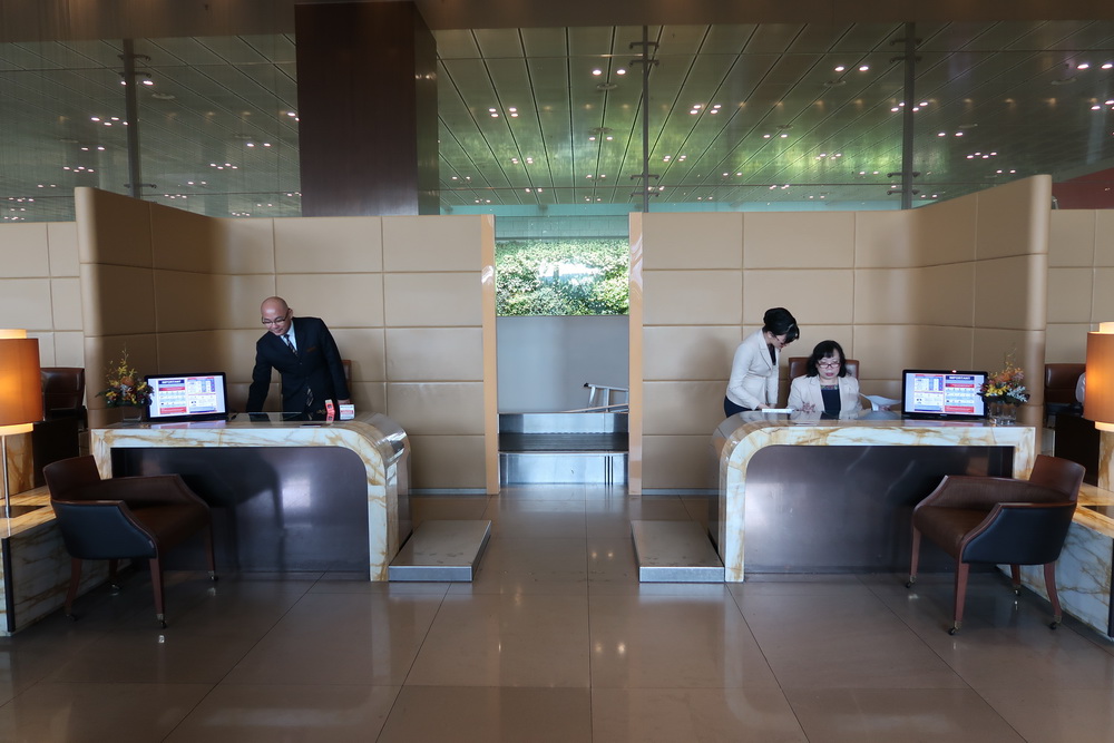 a group of people at a desk