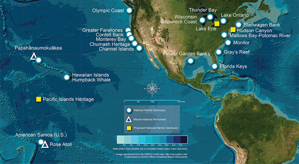 national marine Sanctuary system map