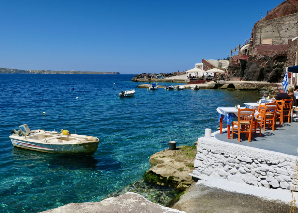 Amoudi Bay below Oia in Santorini.