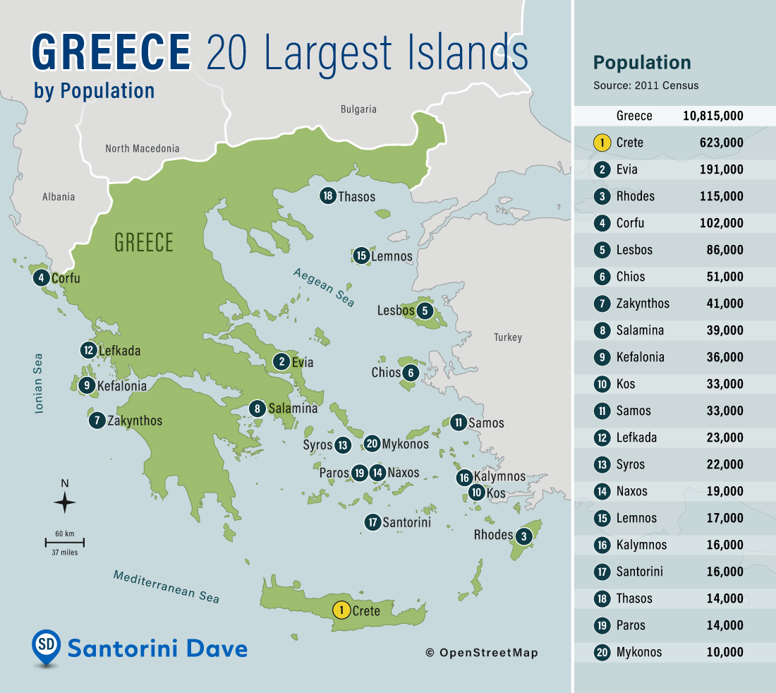 Map of Greece with islands