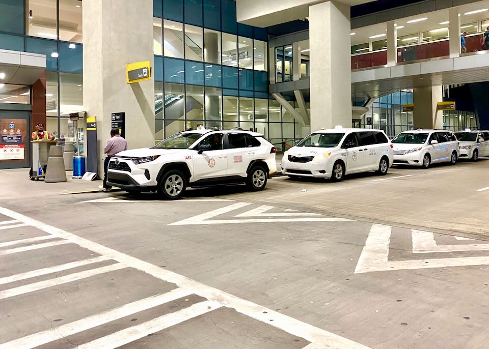 Taxi line up outside the airport.