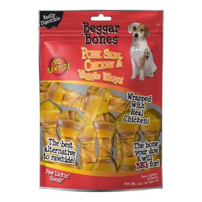 Beggar Bone Pork Skin, Chicken & Veggie Wraps Value Bag Small (8 pk)