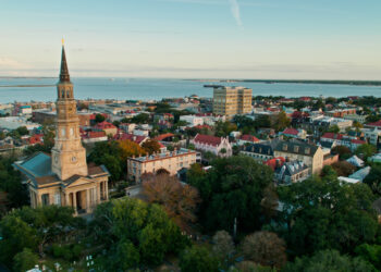 Aerial shot of Charleston, South Carolina