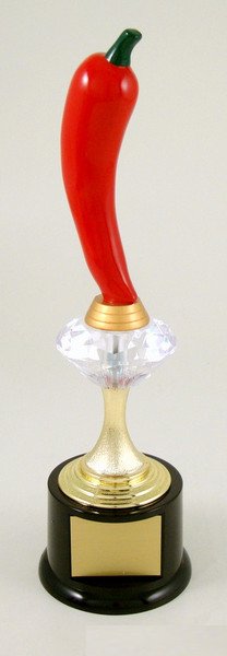 Chili Pepper Diamond Riser Trophy on Black Round Base - Schoppy's Since 1921