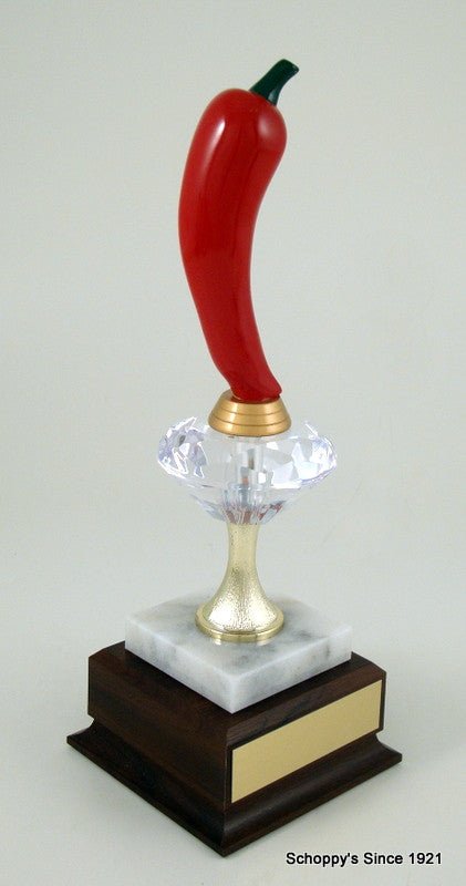 Chili Pepper Diamond Riser Trophy on Wood Base - Schoppy's Since 1921