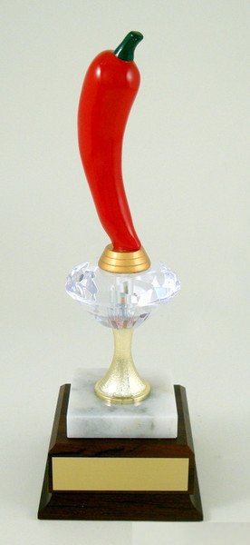 Chili Pepper Diamond Riser Trophy on Wood Base - Schoppy's Since 1921