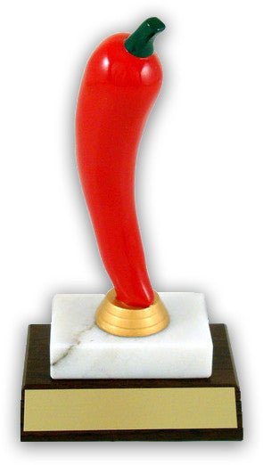 Chili Pepper Trophy on Marble and Slant Front Wood Base - Schoppy's Since 1921