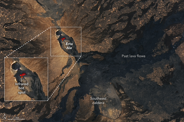 Erta Ale, in the East African Rift, is Ethiopia’s most active volcano.