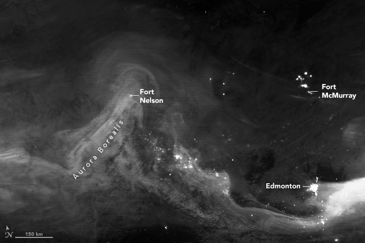 Curtains of colorful light danced across the sky after solar storms sent energized particles crashing into Earth’s upper atmosphere.