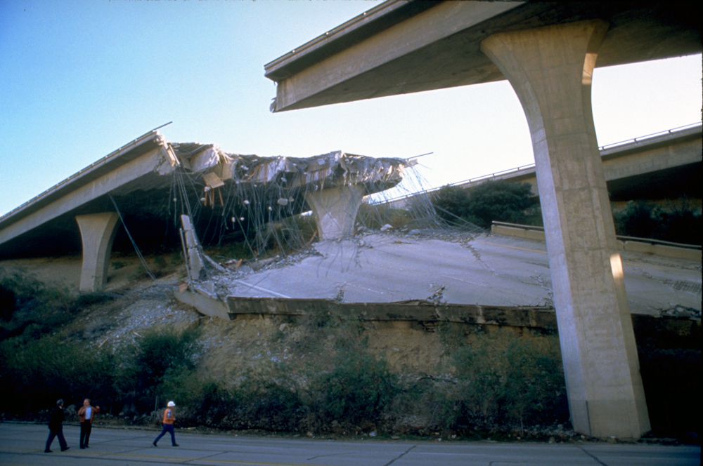 collapsed freeway bridge