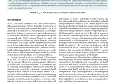 Measuring health inequalities in the context of sustainable development goals