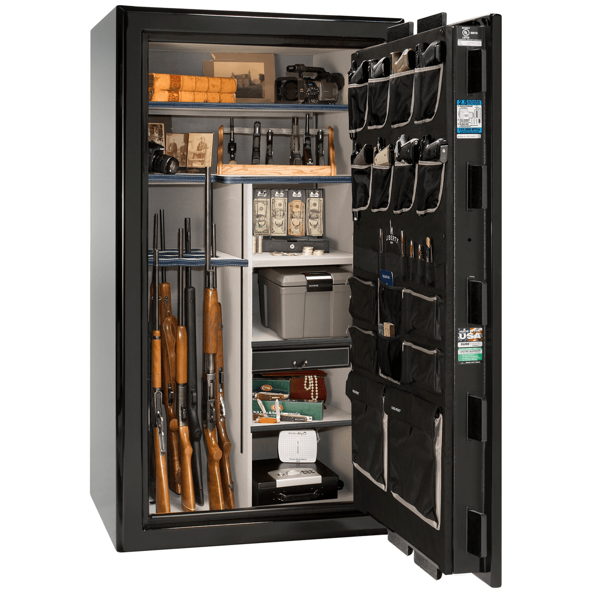 Liberty Safe Presidential 40 in Black Gloss, open door.