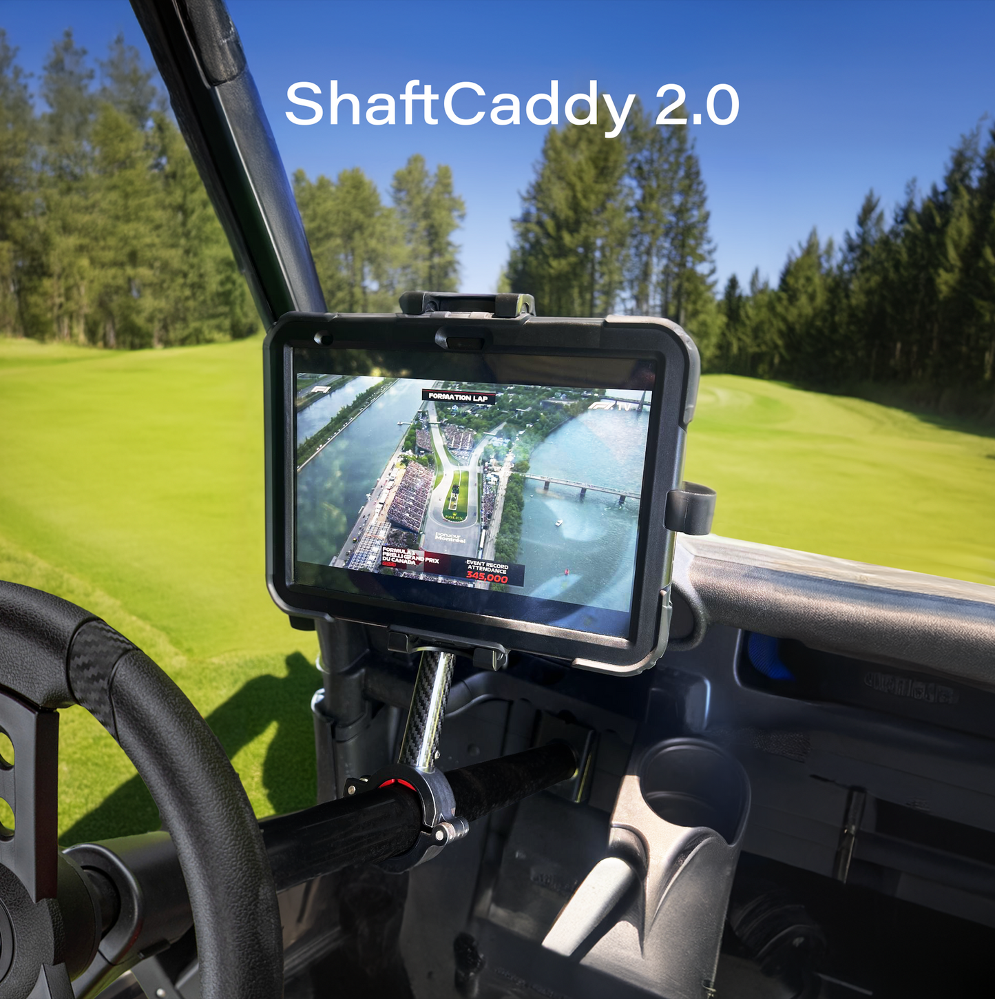 Shaft Caddy™ 2.0 | Golf Cart Phone & Tablet Holder with a Carbon Fiber Shaft