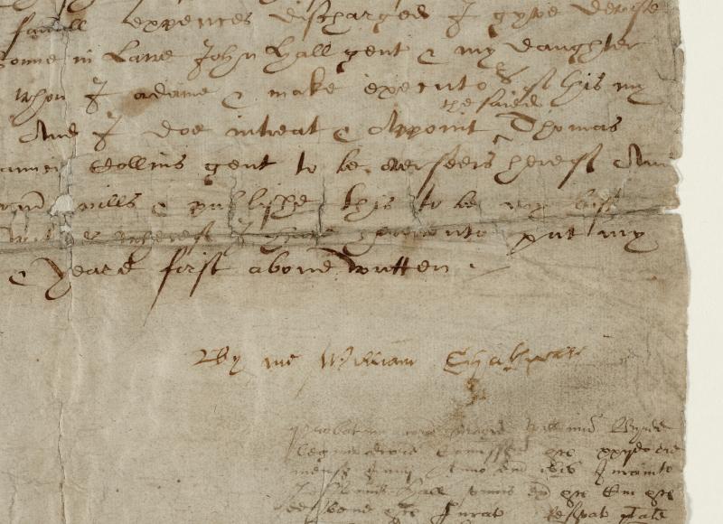 William Shakespeare's last will and testament, leaf 3 signature detail