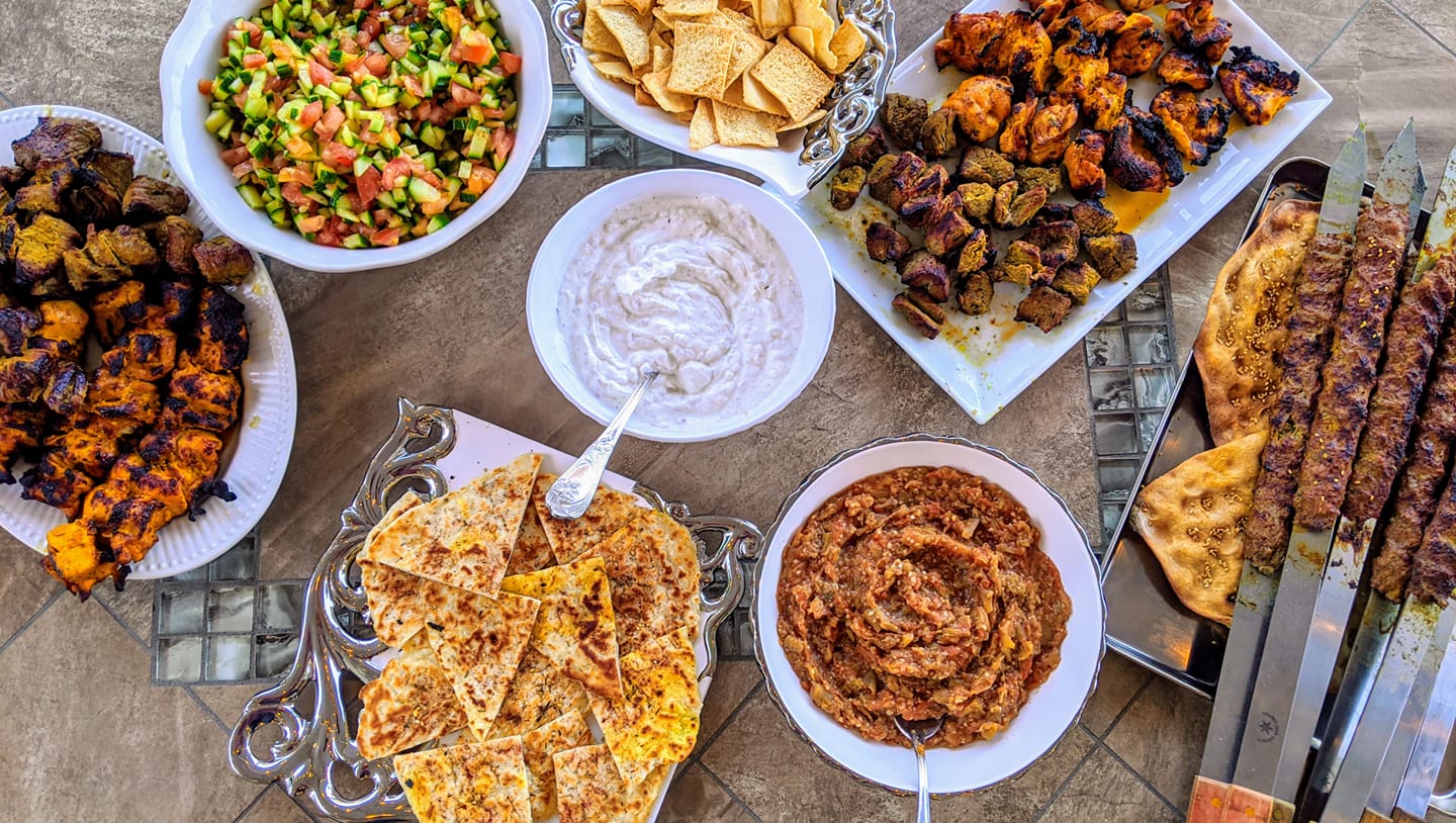 Table with food on it